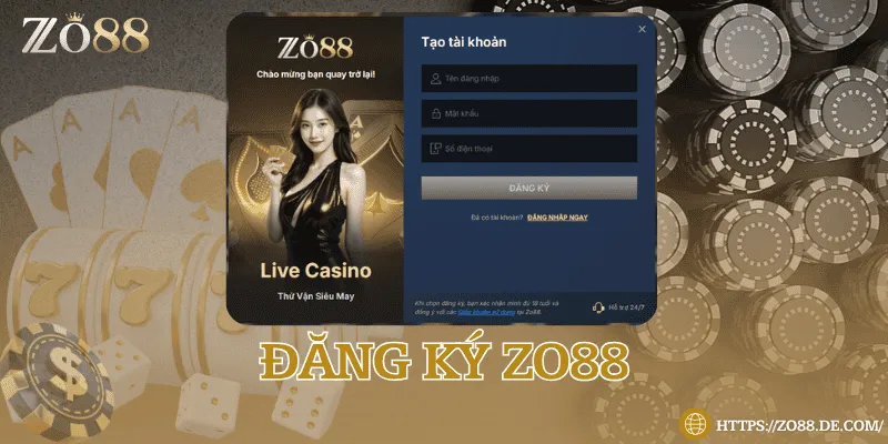 Đăng ký tài khoản ZO88 dễ dàng, chỉ vài bước đơn giản